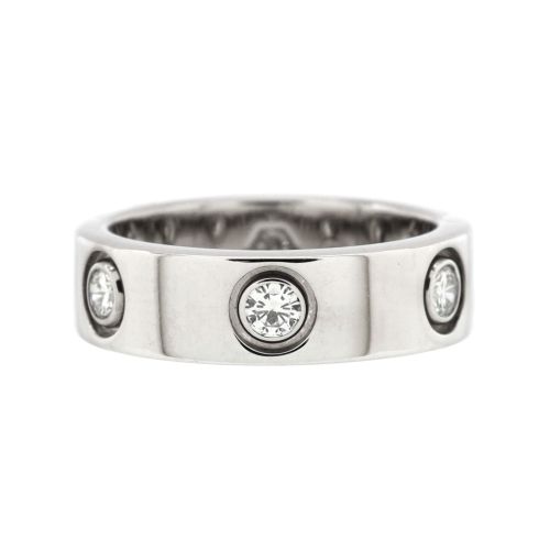 Love Band 6 Diamonds Ring 18K White Gold with Diamonds