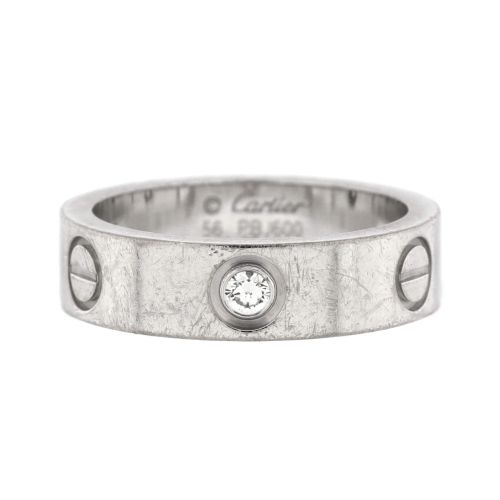 Love 3 Diamonds Band Ring 18K White Gold with Diamond