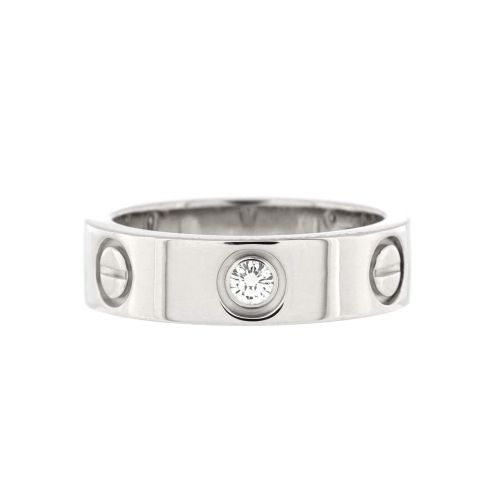 Love 3 Diamonds Band Ring 18K White Gold with Diamond