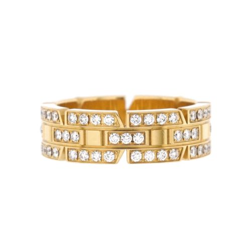 Tank Francaise Band Ring 18K Yellow Gold and Diamonds