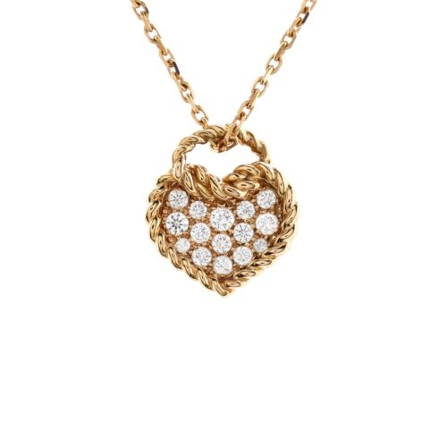 Torta Heart Pendant Necklace 18K Rose Gold with Pave Diamonds