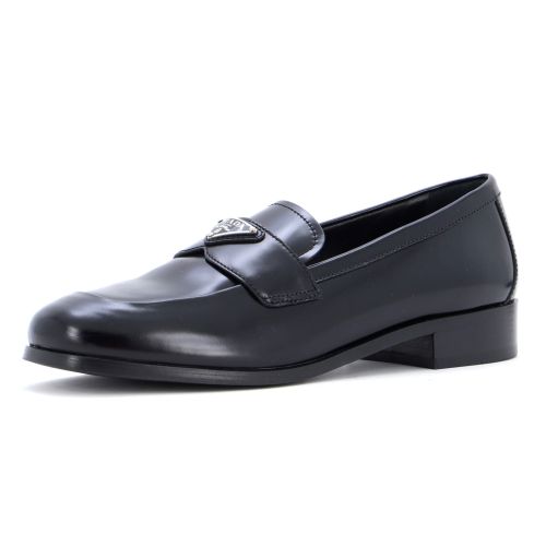 Women's Triangle Logo Loafers Spazzolato Leather