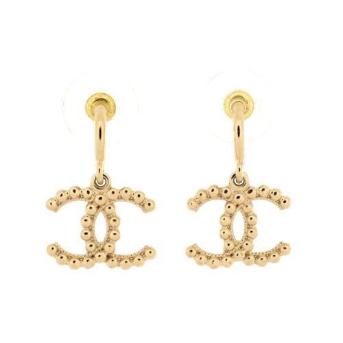 Studded CC Hoop Drop Earrings Metal