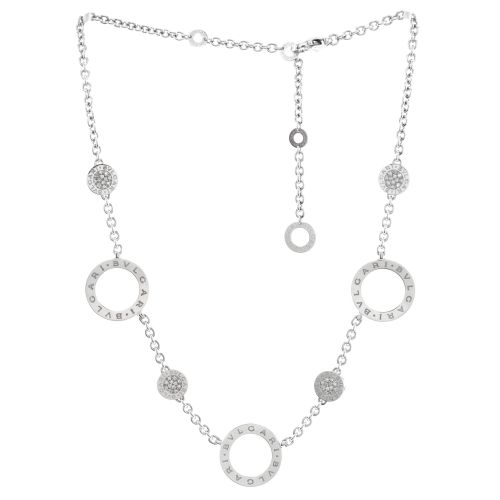 Bvlgari Bvlgari Sautoir Station Necklace 18K White Gold with Diamonds