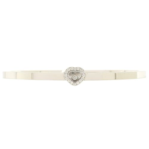 Happy Diamonds Heart Bangle Bracelet 18K White Gold and Diamonds