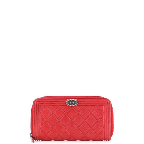 Boy Zip Around Wallet Quilted Caviar Long