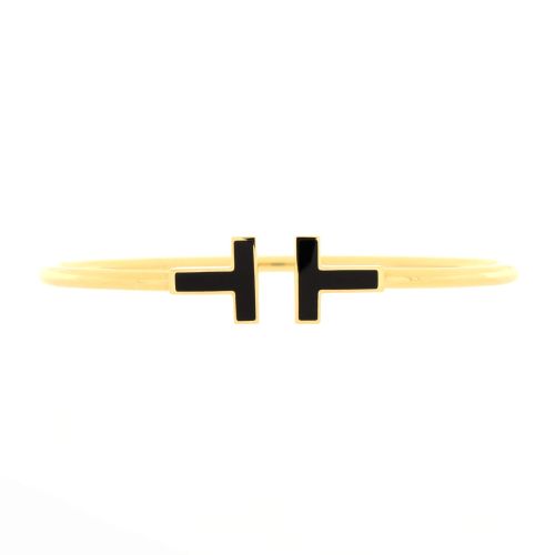 T Wire Bracelet 18K Yellow Gold with Onyx