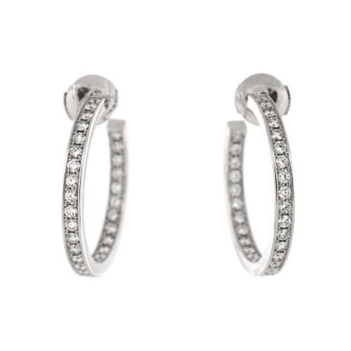 Inside Out Hoop Earrings 18K White Gold and Diamonds Small