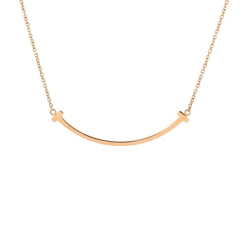 T Smile Pendant Necklace 18K Rose Gold Small