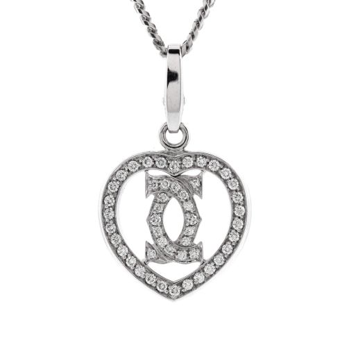 2C Heart Necklace 18K White Gold with Diamonds