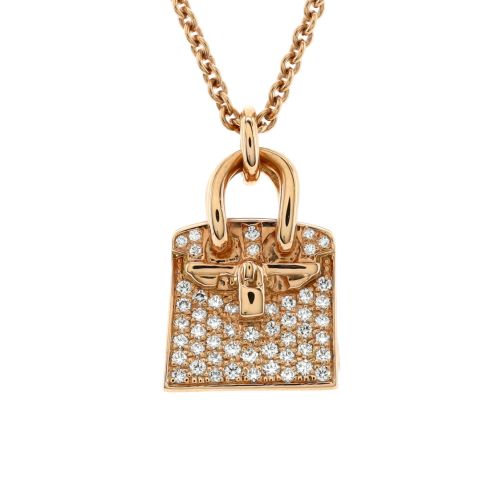 Birkin Amulette Pendant Necklace 18K Rose Gold and Diamonds