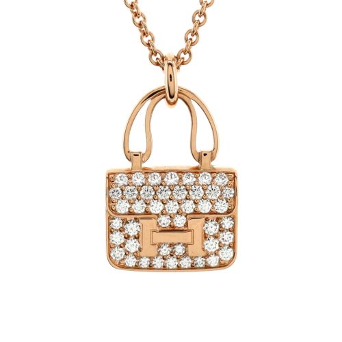 Amulettes Constance Pendant NM Necklace 18K Rose Gold and Diamonds