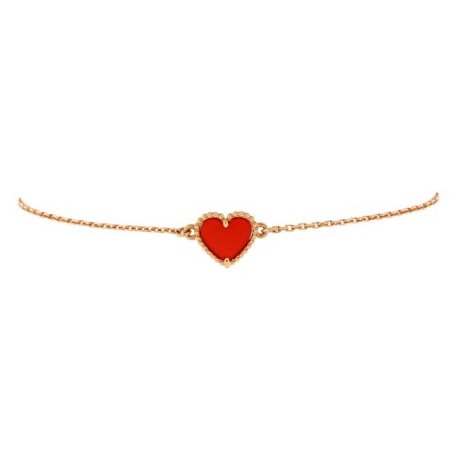 Sweet Alhambra Heart Bracelet 18K Rose Gold with Carnelian