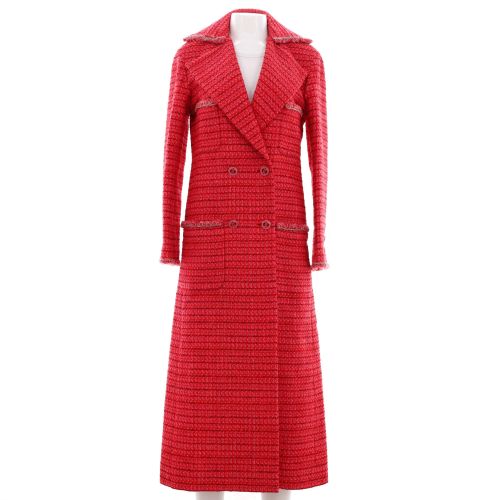 Women's Four Pocket Long Button Up Coat Tweed