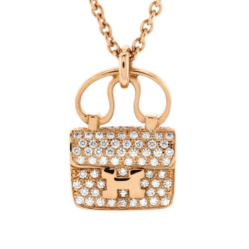 Amulettes Constance Pendant NM Necklace 18K Rose Gold and Diamonds