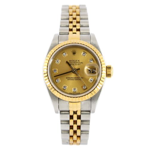 Oyster Perpetual Datejust Automatic Watch Stainless Steel and Yellow Gold with Diamond Markers 28