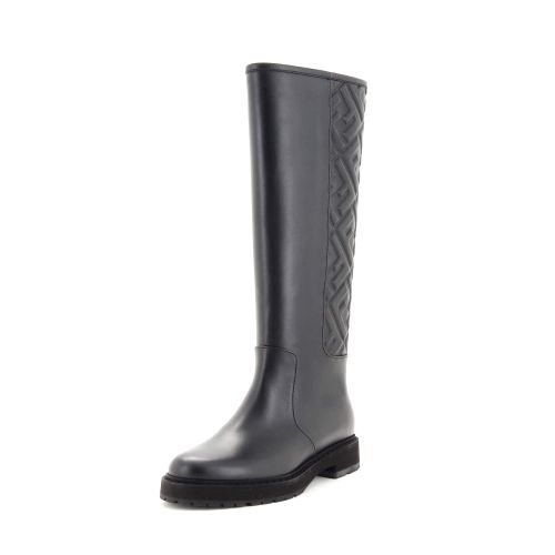 Women's Knee High Rain Boots FF Embossed Leather