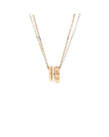 Love 3 Ring Pendant Necklace 18K Rose Gold and 18K White Gold with 6 Diamonds