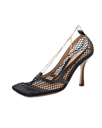 Women's Stretch Chain Pumps Mesh with Leather