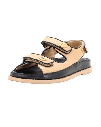 Women's Buttons Velcro Dad Sandals Leather