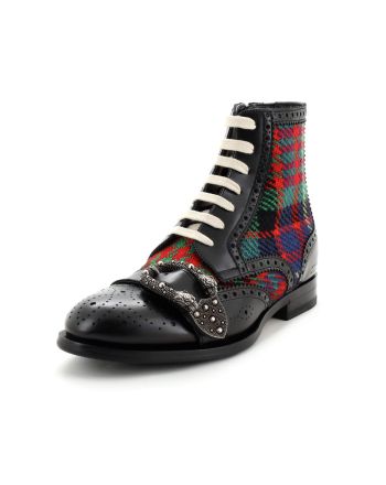 Men's Queercore Lace Up Boots Tartan and Leather