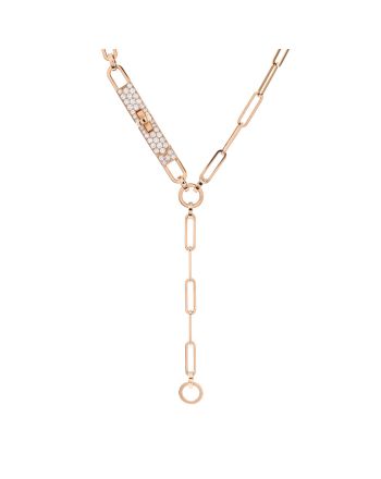 Kelly Chaine Lariat Necklace 18K Rose Gold and Pave Diamonds Small