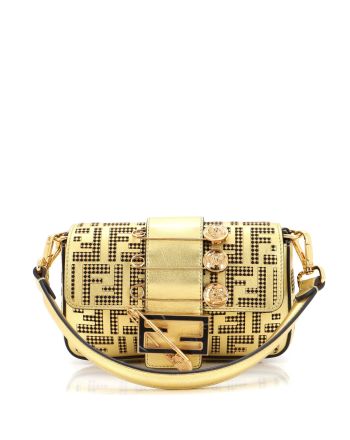 x Versace Fendace Brooch Baguette NM Bag Perforated Zucca Leather Mini