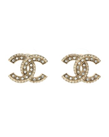 CC Stud Earrings Metal with Crystals