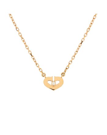 C Heart de Cartier Pendant Necklace 18K Rose Gold with Diamond XS