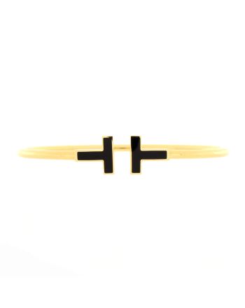 T Wire Bracelet 18K Yellow Gold with Onyx