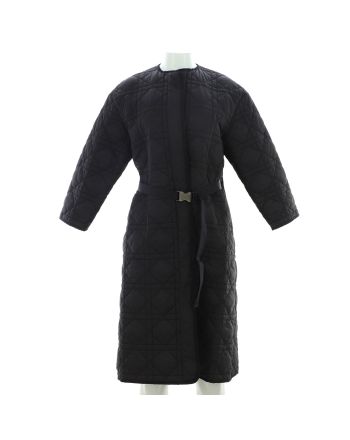 Women's Belted Long Coat Macrocannage Polyester