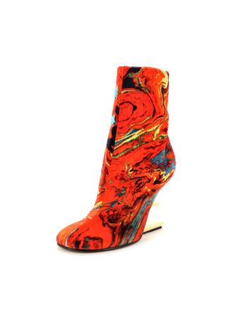 Women's First Ankle Booties Printed Fabric